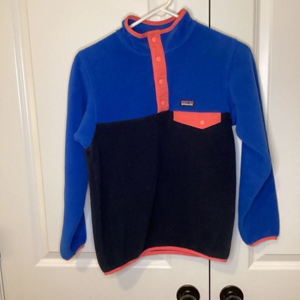 EUC youthPatagonia Synchilla Snap T‎ Pullover Fleece large blue pink